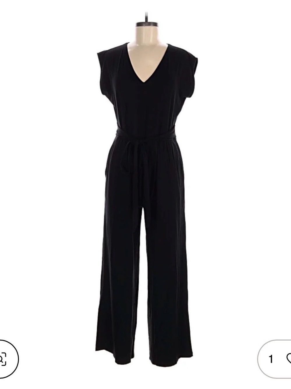 Loft Black V-Neck Wide-Leg Jumpsuit